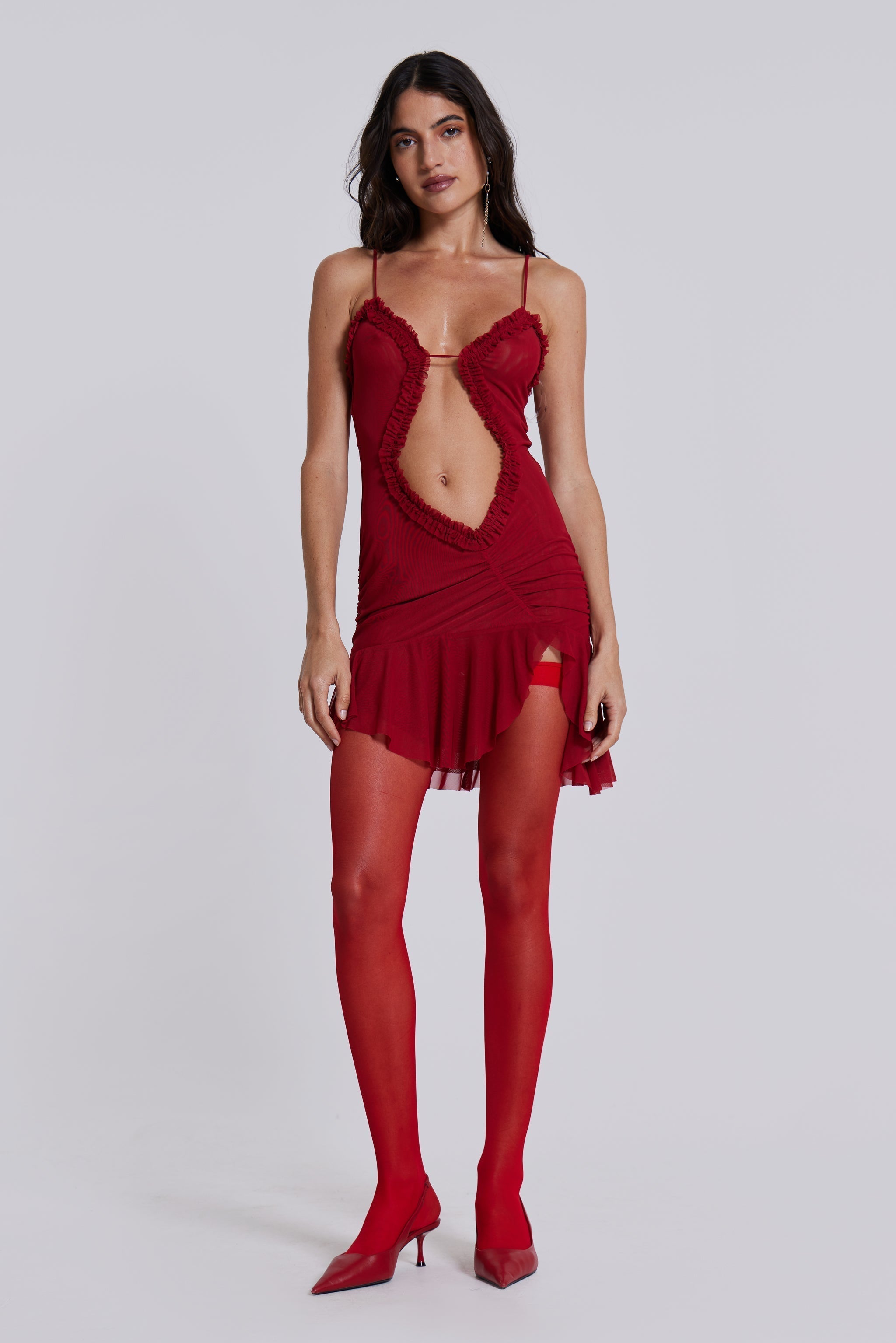 LUNA RED CUTOUT MINI DRESS