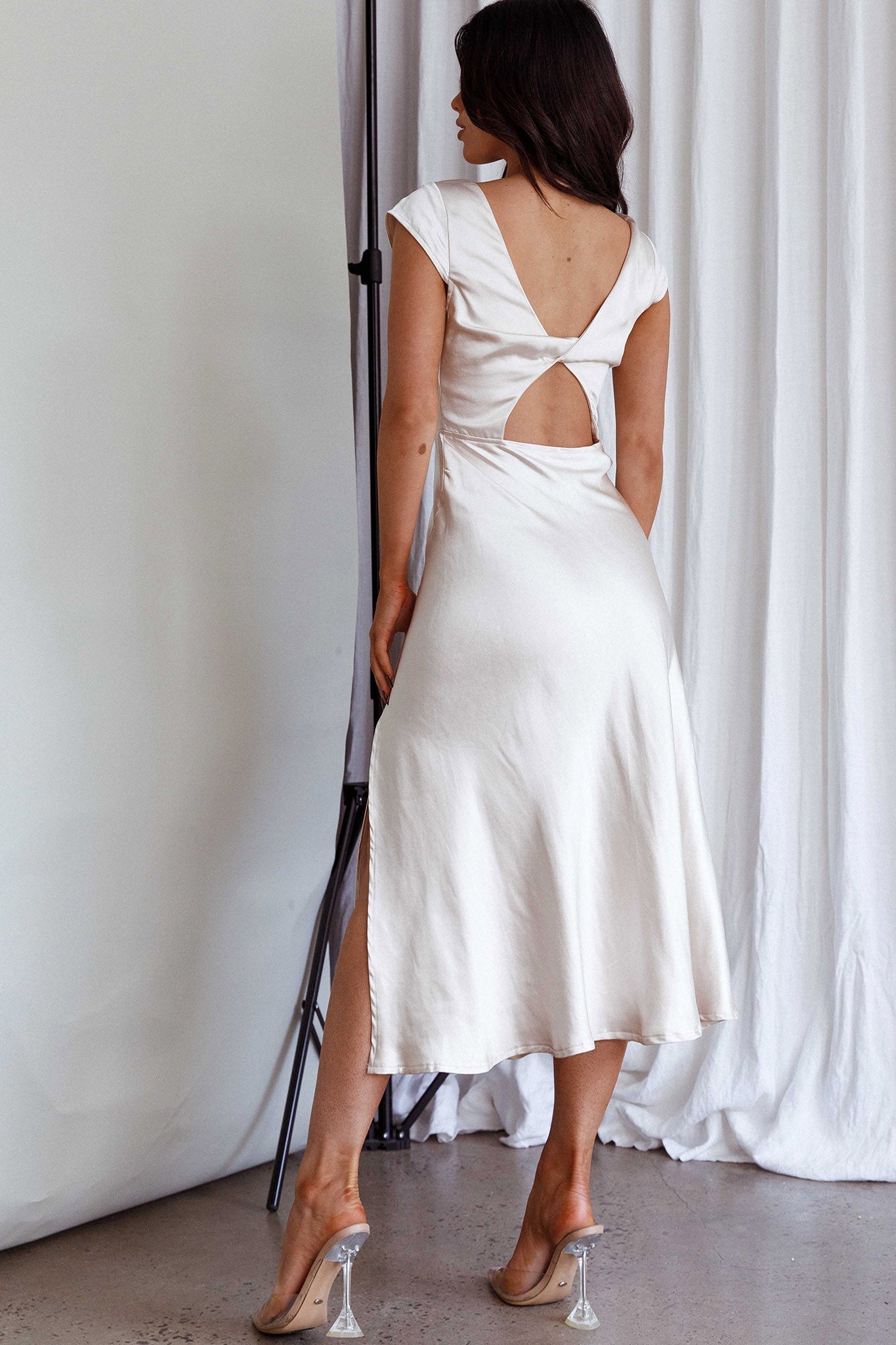 ELEGANCE COWL NECK MIDI DRESS
