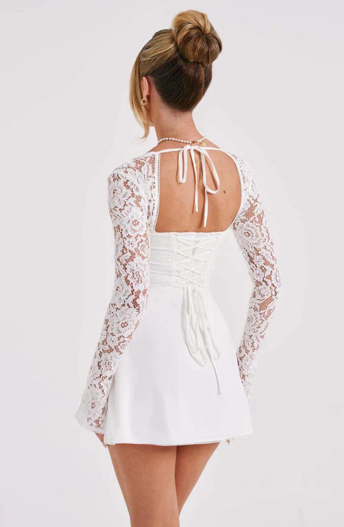 EMMA LACE MINI DRESS - WHITE