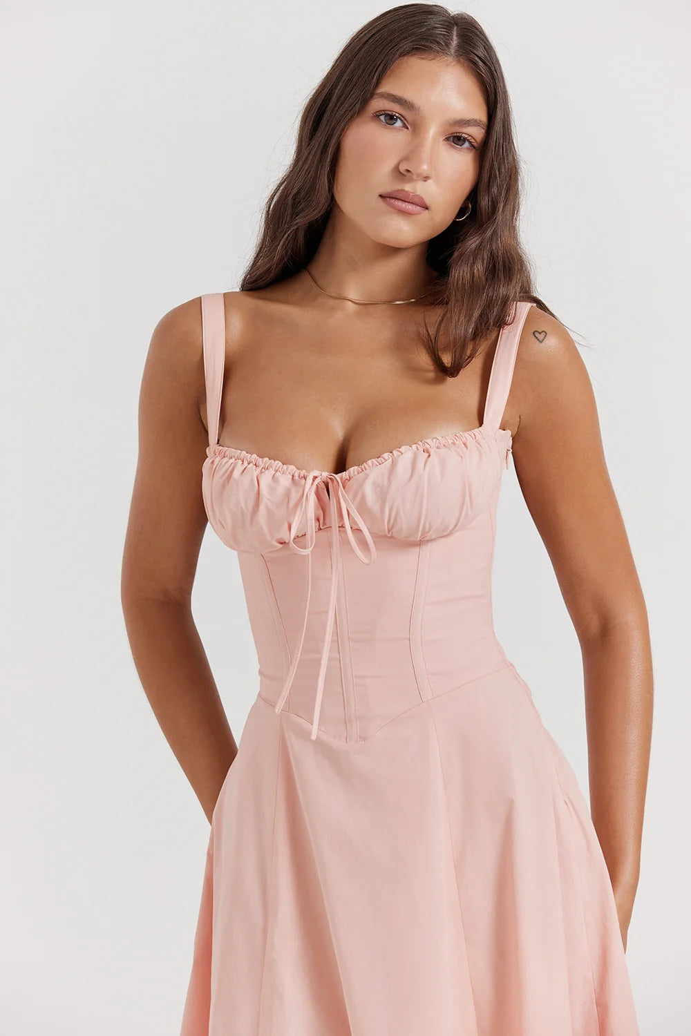 BLOOMING DESIRE LACE UP DRESS- PINK