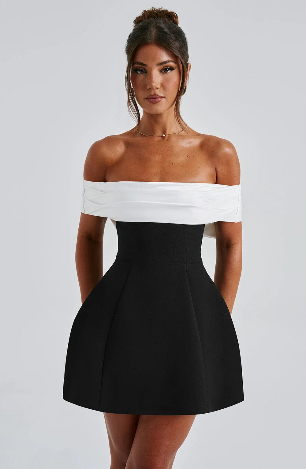LORENA MINI DRESS - BLACK/WHITE