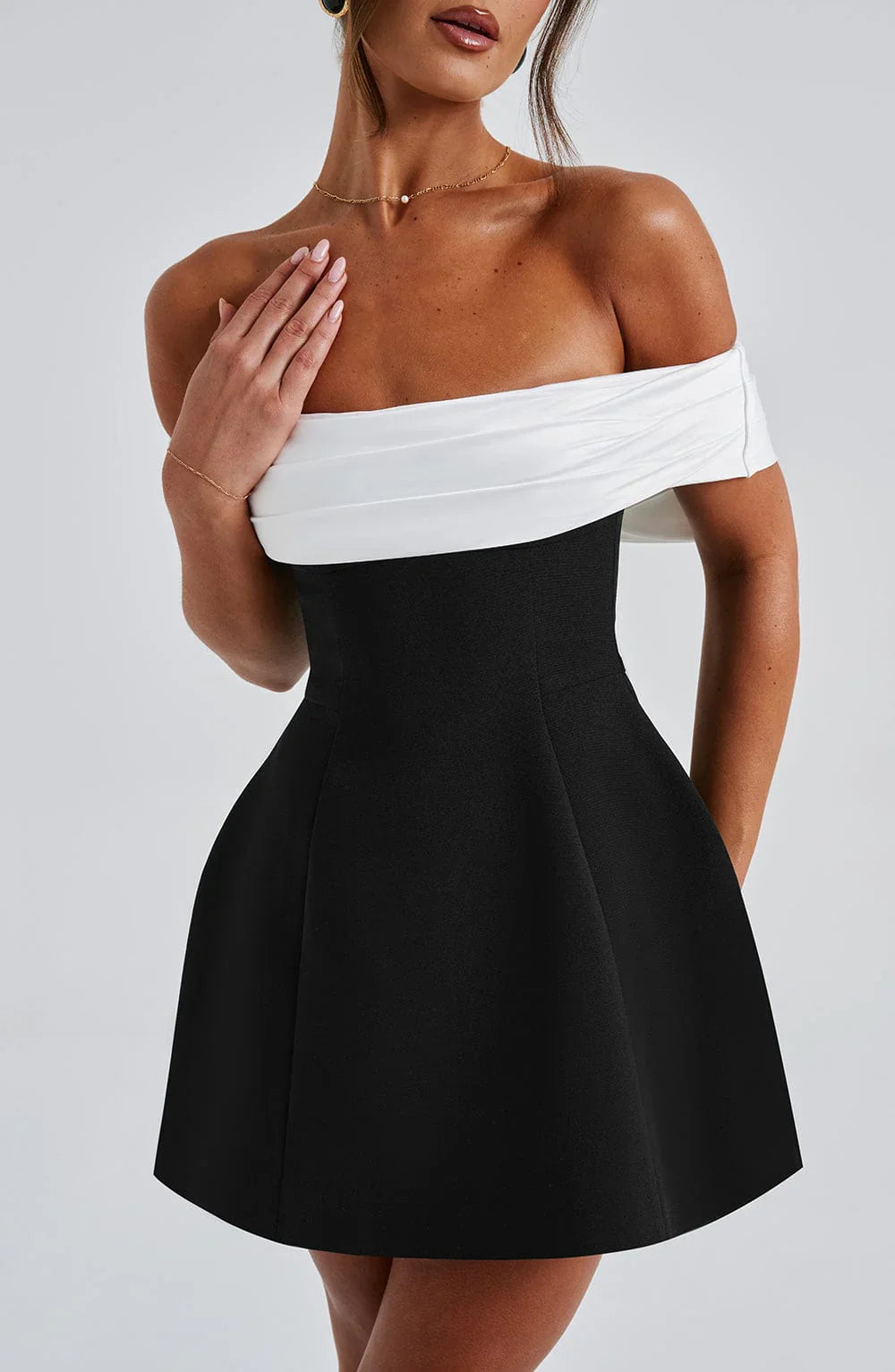 LORENA MINI DRESS - BLACK/WHITE