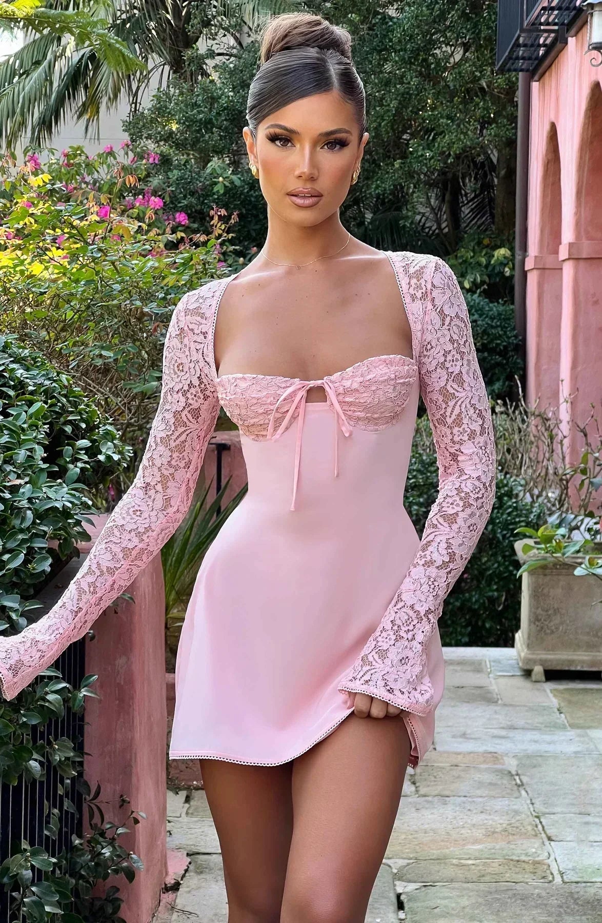 EMMA LACE MINI DRESS - BLUSH