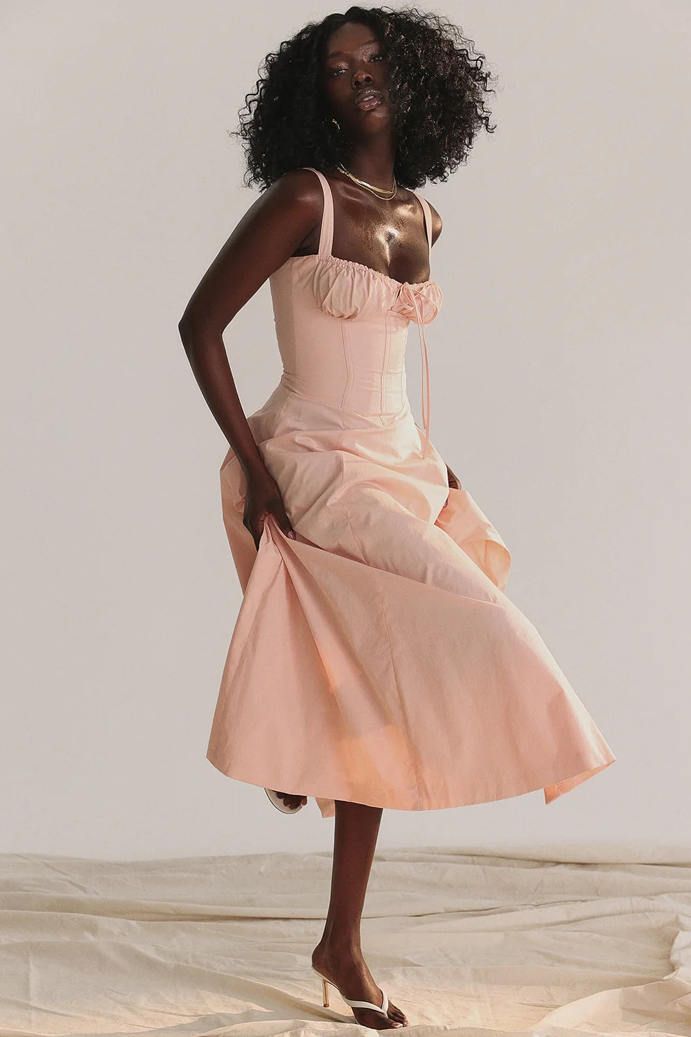 BLOOMING DESIRE LACE UP DRESS- PINK