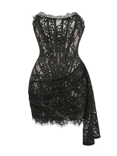 VERONICA CORSET MINI DRESS - BLACK