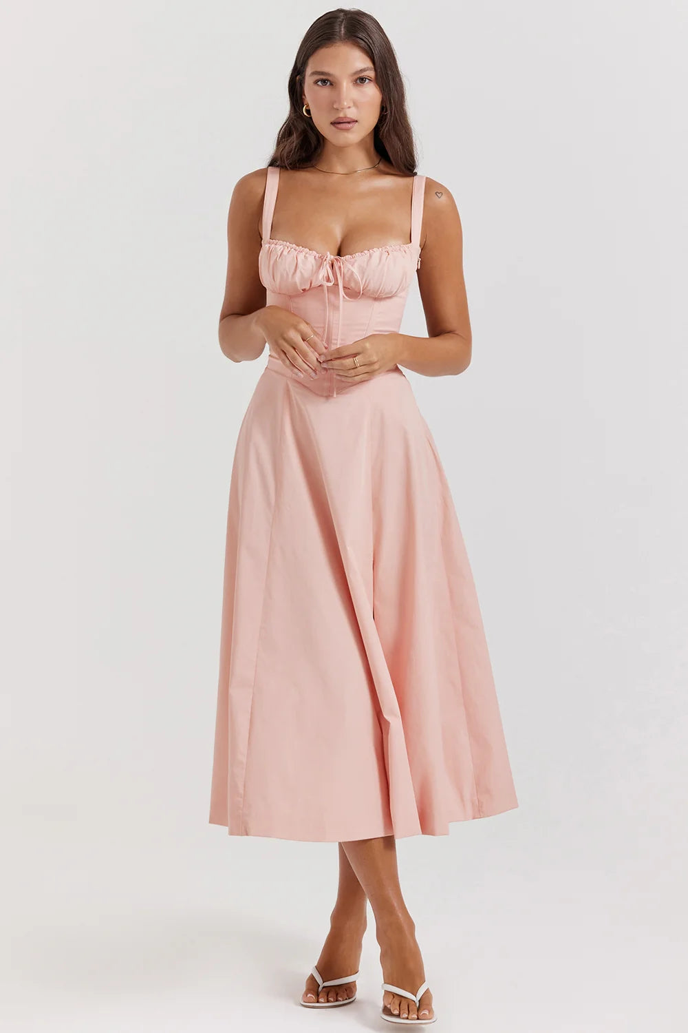 BLOOMING DESIRE LACE UP DRESS- PINK