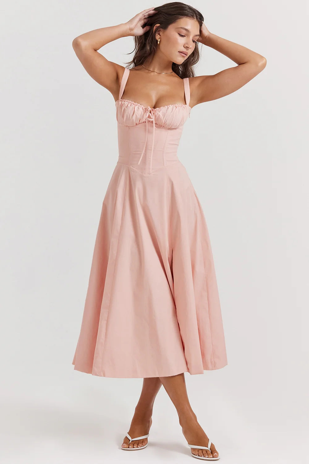 BLOOMING DESIRE LACE UP DRESS- PINK
